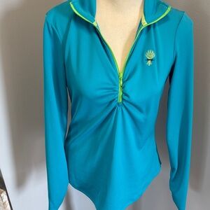 Under Armour Teal Quarter-Zip Long Sleeve Top with Lime Accents
